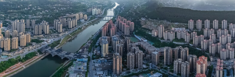 中国四川省巴中市主城区高楼大厦建筑