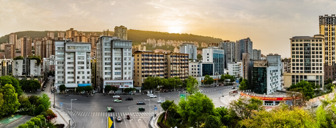 中国四川省巴中市主城区高楼大厦建筑