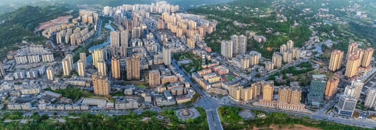 中国四川省巴中市主城区高楼大厦建筑