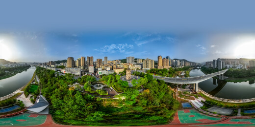 中国四川省巴中市720度全景高楼大厦建筑