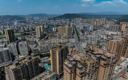 中国四川省巴中市主城区高楼大厦建筑