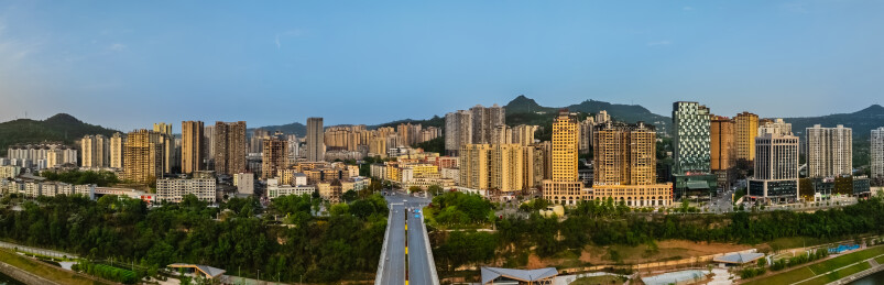 中国四川省巴中市主城区高楼大厦建筑