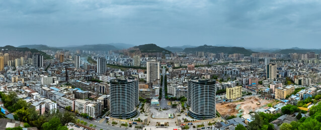 中国四川省巴中市主城区高楼大厦建筑