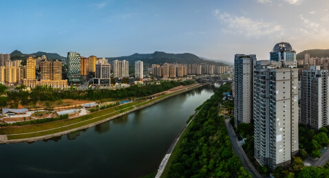 中国四川省巴中市主城区高楼大厦建筑