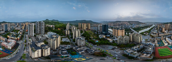 中国四川省巴中市主城区高楼大厦建筑