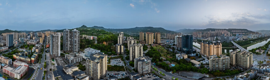 中国四川省巴中市主城区高楼大厦建筑