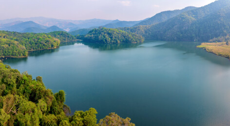 中国云南普洱西盟县勐梭龙潭航拍风光