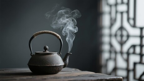 铁壶冒烟中式煮茶场景