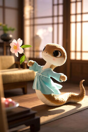 可爱蛇宝宝送花