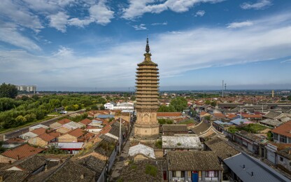 河北省张家口市蔚县蔚州古城南安寺塔航拍