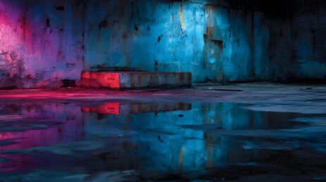 霓虹灯光废弃空间