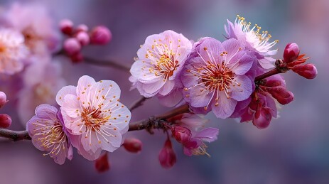 粉嫩樱花绽放