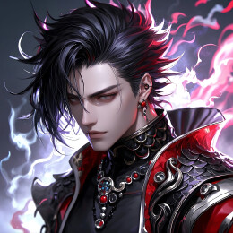 红衣少年古风男子