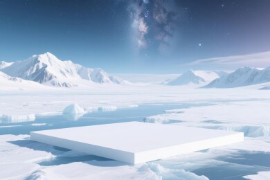 极地冰川梦幻极光自然场景