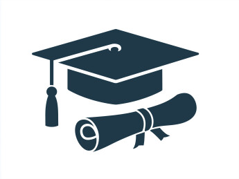 学位帽和文凭图标象征着学术成就