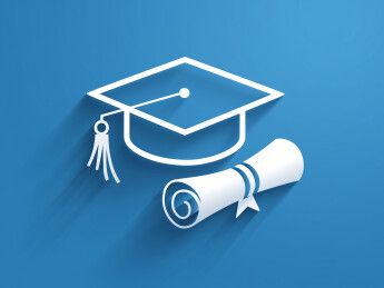 学位帽和文凭图标象征着学术成就