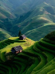 梯田农舍晨曦