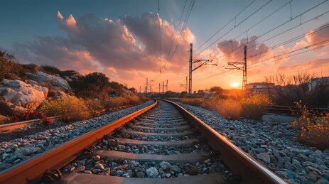 铁轨日落
