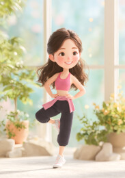 一个女生正在做瑜伽