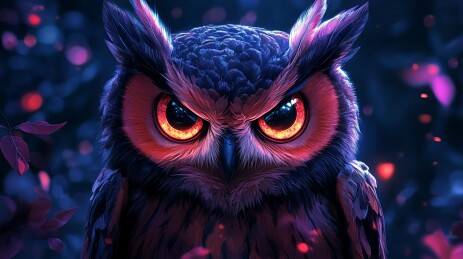 猫头鹰炫酷感夜色场景