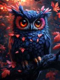 猫头鹰炫酷感夜色场景