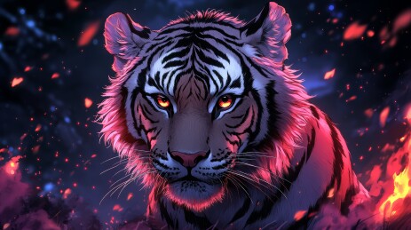 老虎炫酷感暗黑场景