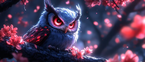 猫头鹰炫酷感夜色场景