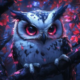猫头鹰炫酷感夜色场景