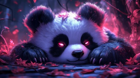 熊猫战士感神秘森林场景