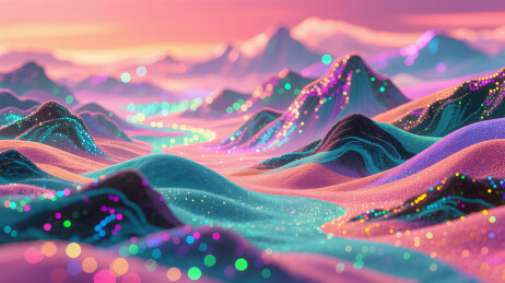 霓虹彩色千里江山图沙画