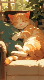 阳光下的橘猫安睡