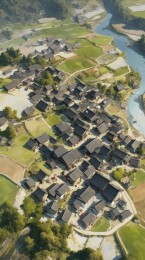 乡村聚落俯瞰图