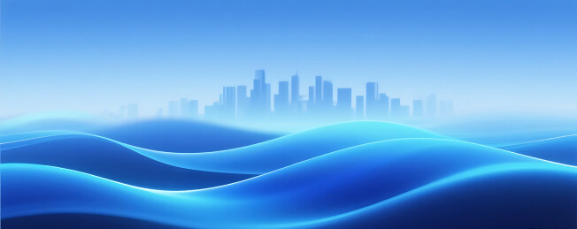 抽象流体流动深邃蓝色城市建筑背景