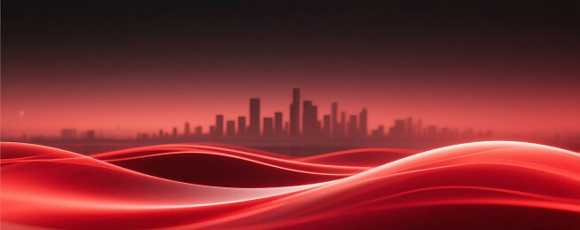 抽象流体流动深邃红色城市建筑背景
