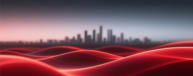 抽象流体流动深邃红色城市建筑背景