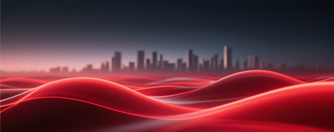 抽象流体流动深邃红色城市建筑背景