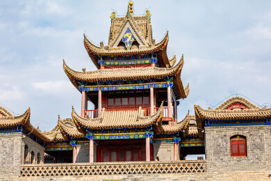 中国宁夏银川鼓楼传统中式建筑