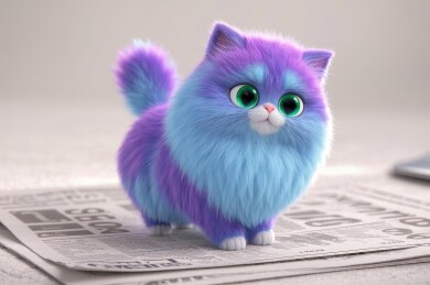 彩色小猫萌趣感报纸场景