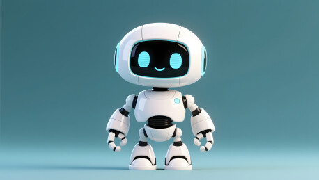 可爱小机器人IP形象的3D插图