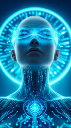 未来科技半机械人数字电路概念
