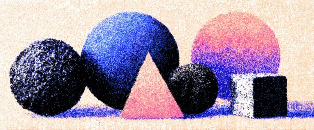 蓝粉渐变网点图案搭配简约图形