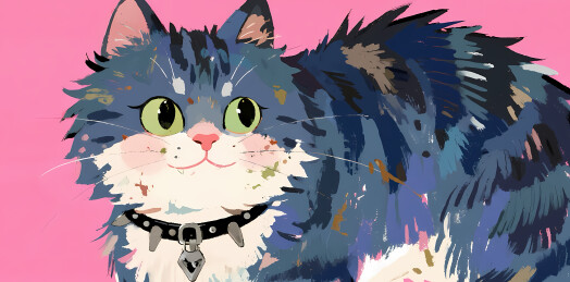 戴着项圈的蓝灰色猫咪