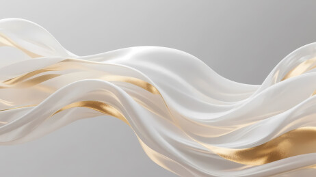 白色丝带点缀金色边缘