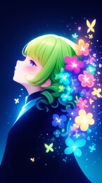 少女仰望漫天花雨