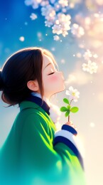 少女闻香