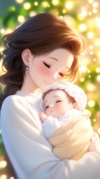 母亲怀抱宝宝温馨画面