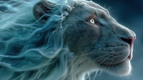 梦幻蓝狮侧脸特写