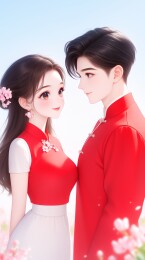 情侣对视甜蜜时刻