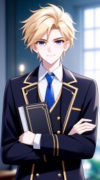 金发男子手捧书籍