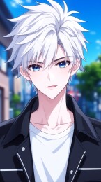 白发少年黑色外套